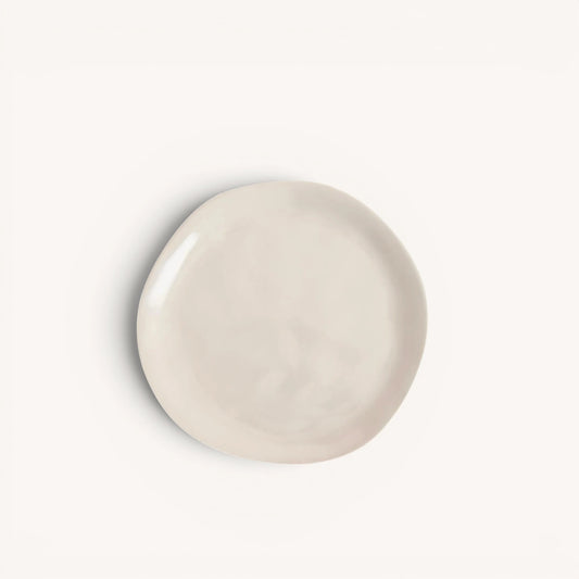 Cosmos dessertbord – handgevormd stoneware, organisch beige, ø20,5 cm