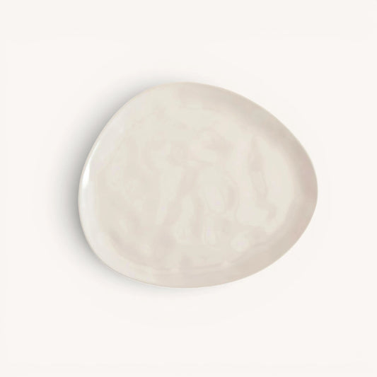Cosmos ontbijtbord – handgevormd stoneware, organisch beige, 23×20 cm